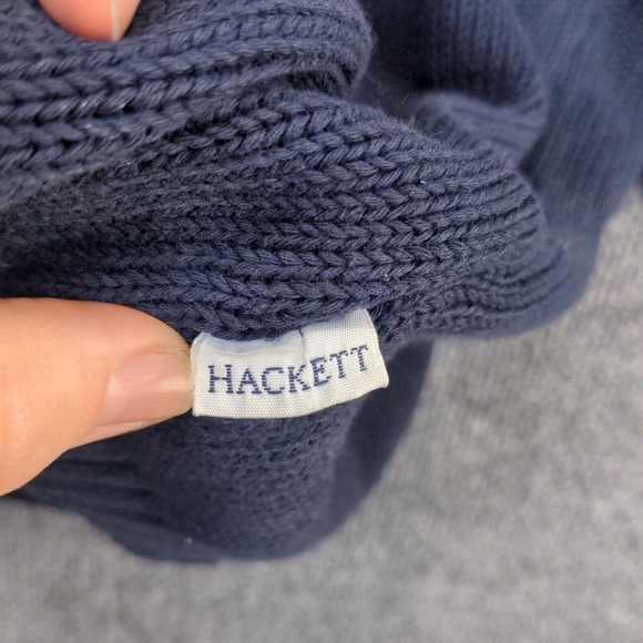 Hackett London Men's Sweater Blue XXL Long Sleeve V-Neck All Cotton Made Italy - Picture 11 of 16